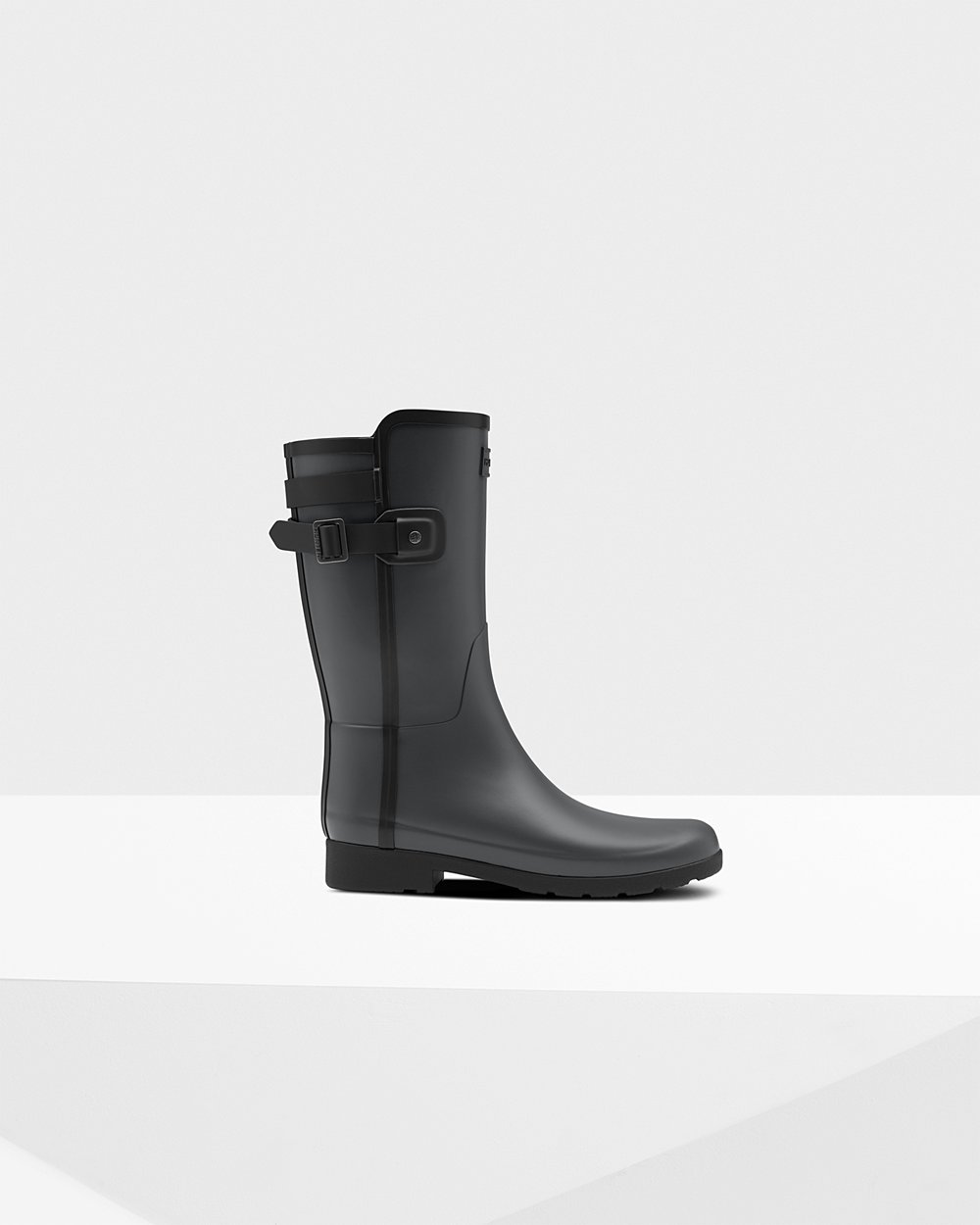 Women Hunter Refined Slim Fit Contrast | Short Rain Boots Black | NZ-54862-HCPU